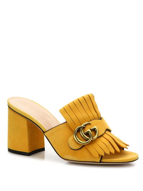 gucci marmont shoes yellow|Gucci Marmont fringe boots.